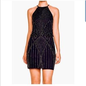 Aqua Beaded Blouson Style Dress